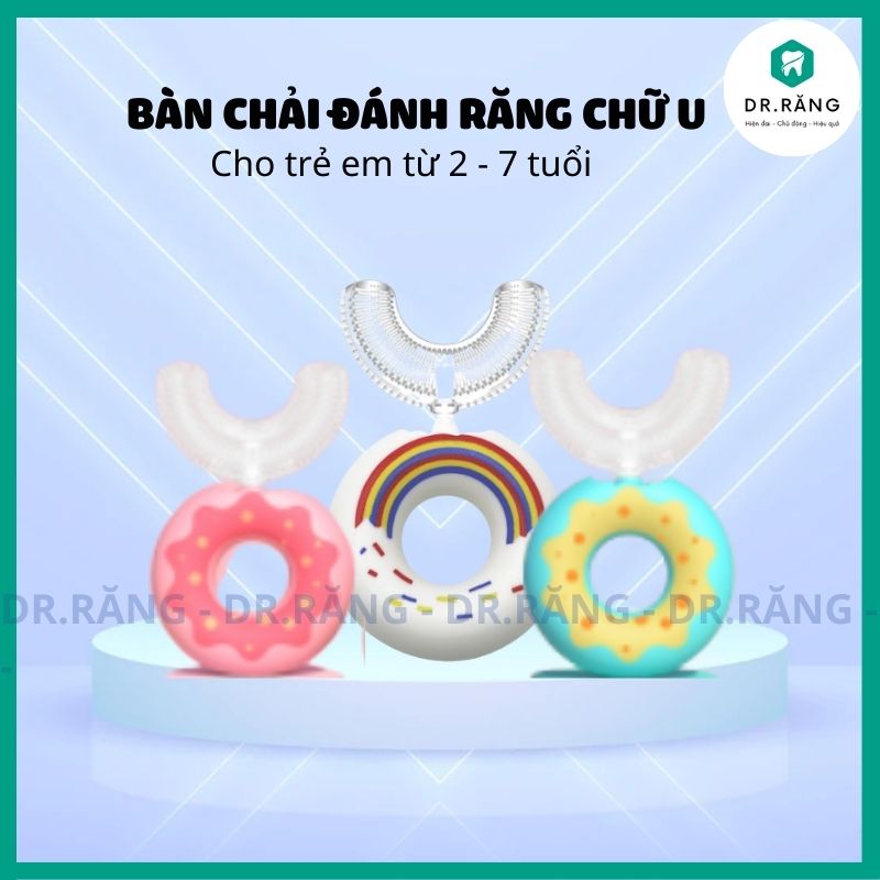 Bàn chải đánh răng chữ U cho bé - Bàn chải cầm tay CẦU VỒNG dành cho trẻ từ 2 đến 7 tuổi tập đánh răng