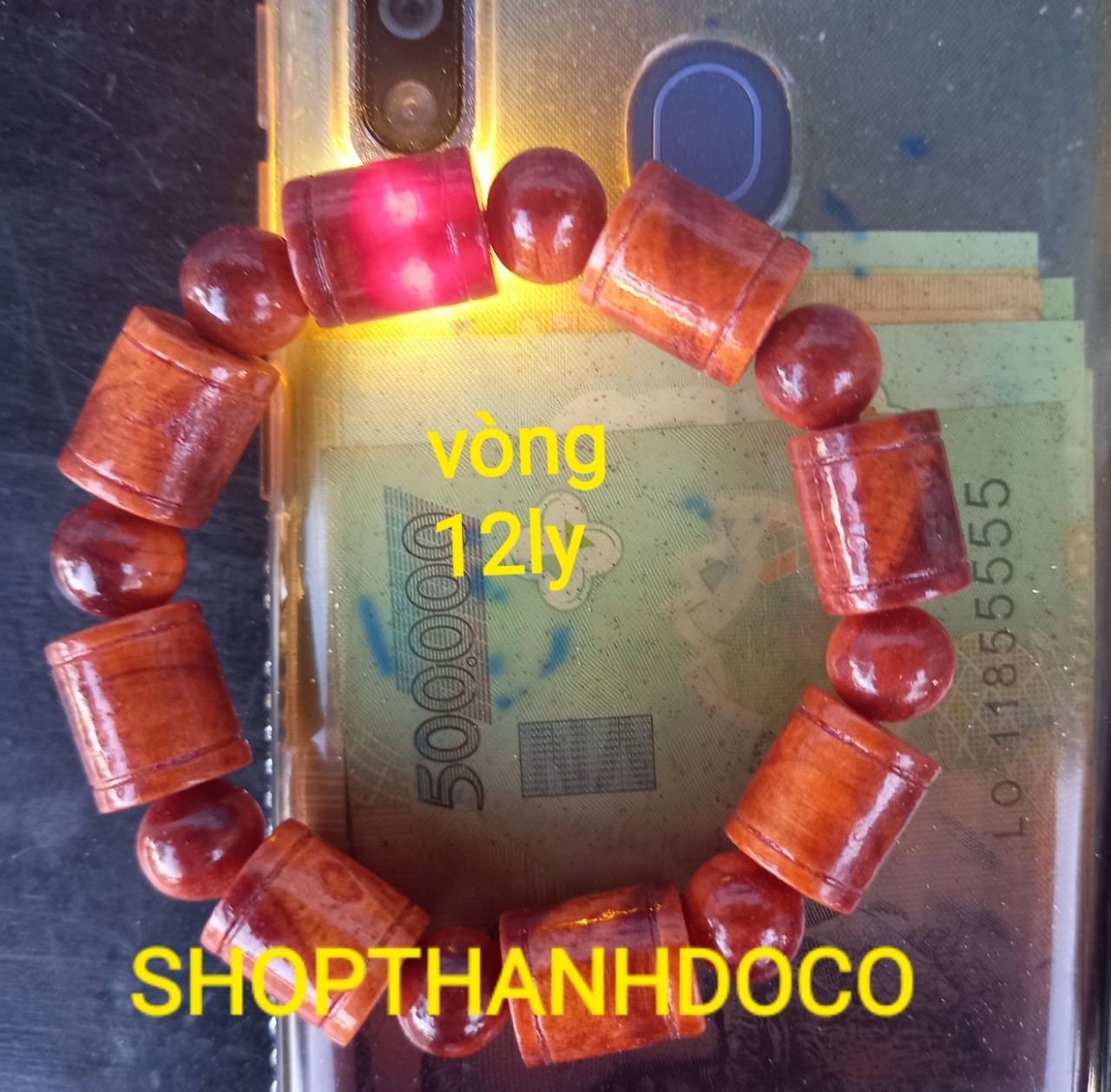 Vòng trúc huyết long 12ly vòng bằng gỗ phong thủy