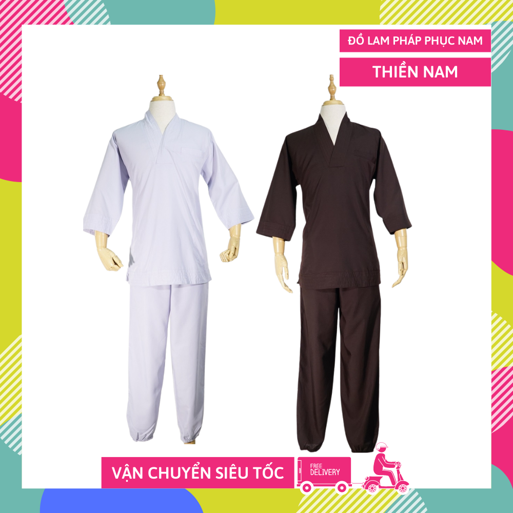 Đồ lam pháp phục Nam THIỀN NAM đi chùa, áo lam Phật giáo thời trang Phật tử chất lượng - Nhiều cỡ - Có video