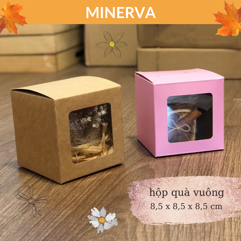 Hộp quà tặng vuông 8,5 x 8,5 x 8,5 cm 2 màu cổ điển minerva