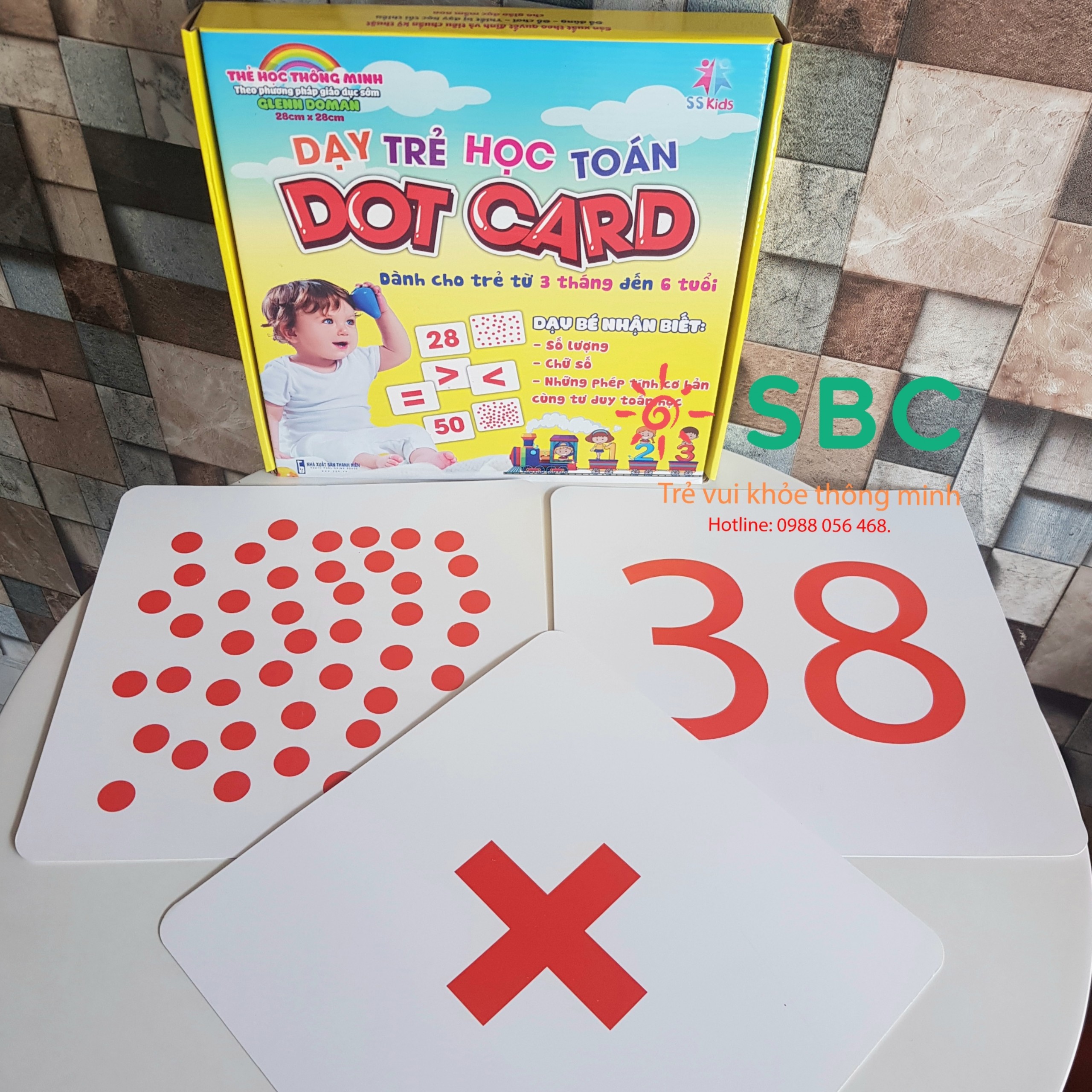 Bộ thẻ chấm 56 thẻ Dotcard 21x21cm to dày đẹp Giúp con học Toán Flashcard Glenn Doman