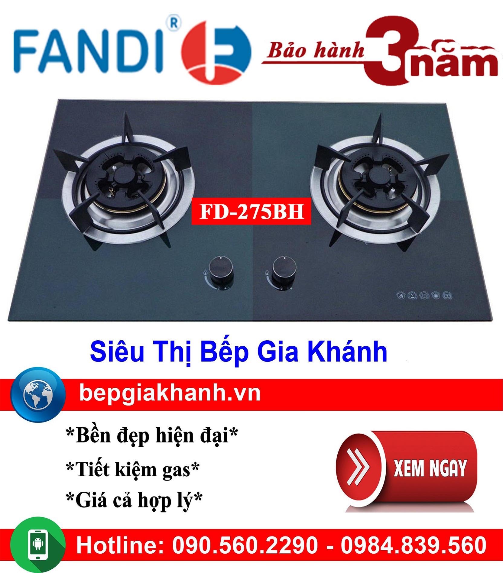 [HCM]Bếp gas âm 2 vùng nấu Fandi FD-275BH, bếp gas, bếp gas đôi, bếp gas đơn, bếp gas âm, bếp ga, bếp ga đôi, bếp ga đơn, bếp ga âm, bep ga, bep gas