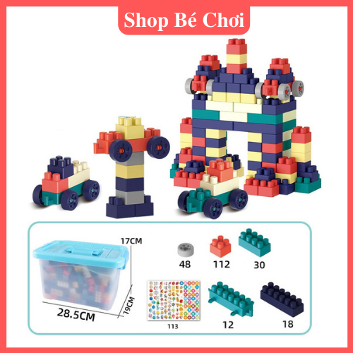 [Có Video] Đồ chơi Lego, Đồ Chơi Lắp Ghép 220 Chi Tiết Bằng Nhựa có Hộp Đựng Gọn