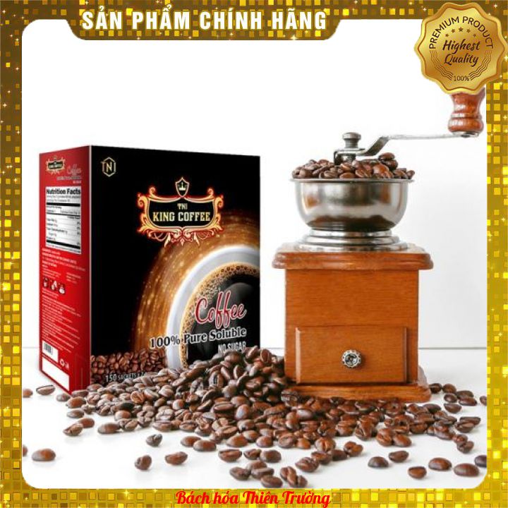 Cà phê hòa tan đen không đường KING COFFEE - Hộp 150 gói x 2 g (300 g)