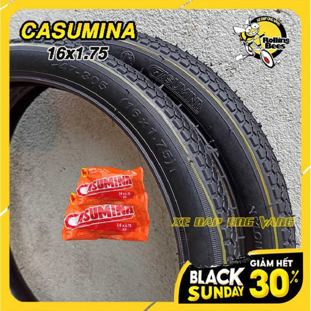 Săm lốp, vỏ ruột xe đạp trẻ em 16x1.75 chính hãng casumina