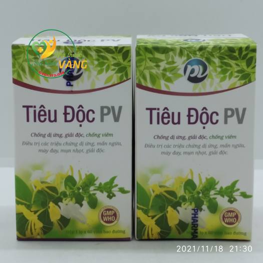 TIÊU ĐỘC PV dị ứng, mẩn ngứa, mày đay, mụn nhọt, giải độc