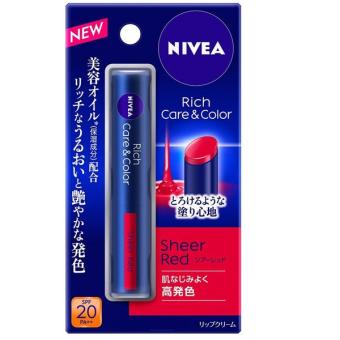 Son dưỡng môi có màu Nivea Nhật Bản Rich Care And Color SPF20 PA++ -  (Màu Sheer Red)