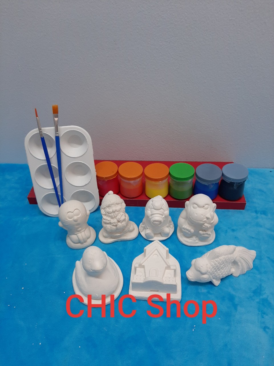 Bộ tượng tô màu thạch cao size 6,5-10 cm cho bé.