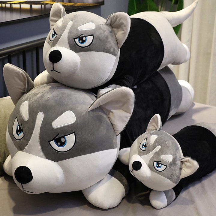 Gấu bông chó husky size 1m2- 1m3- 1m5, chó ngáo khổng lồ gấu bông chó chất bông mền mịn
