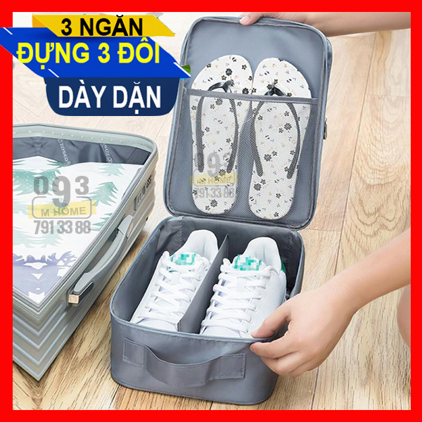 Túi Đựng Giày 3 Ngăn Túi Giày Móc Hành Lý Tiện Ích