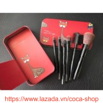 Bộ cọ trang điểm hộp sắt mini 6 cây Vacosi Collection Makeup House (Hồng)