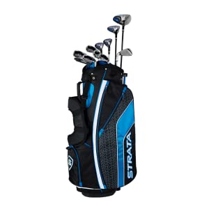 Callaway Men's Strata Complete 16 Piece Golf Club Set Includes: Driver, 3 wood, 4 and 5 Hybrid, 6 - 9 Iron, PW and SW, Putter, Stand Bag, 4 Head covers Right Handed Hander Set · v12