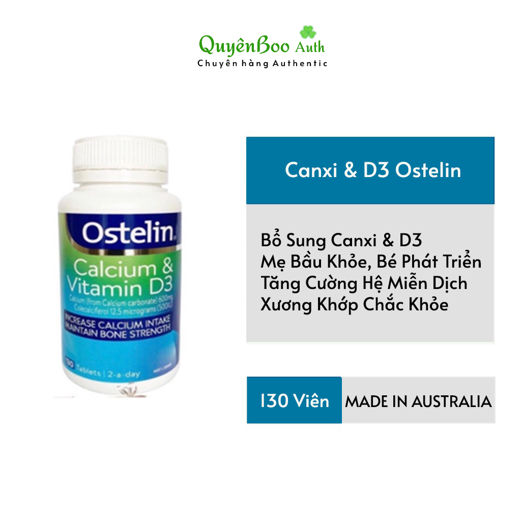 Viên Uống Canxi Ostelin Úc Bổ Sung Canxi Cho Bà Bầu Và Cho Mọi Người Từ 12 tuổi 130 viên