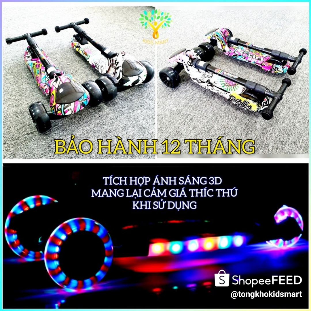 Xe trượt Scooter Cho Bé ,Xe scooter trẻ em 3 in 1, Bánh To Phát Sáng ( bảo hành 12 tháng)