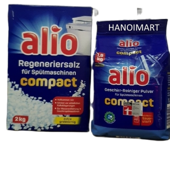 combo Bột rửa bát chén Alio 1.8kg + Muối rửa bát Alio 2kg dùng cho Máy rửa chén bát