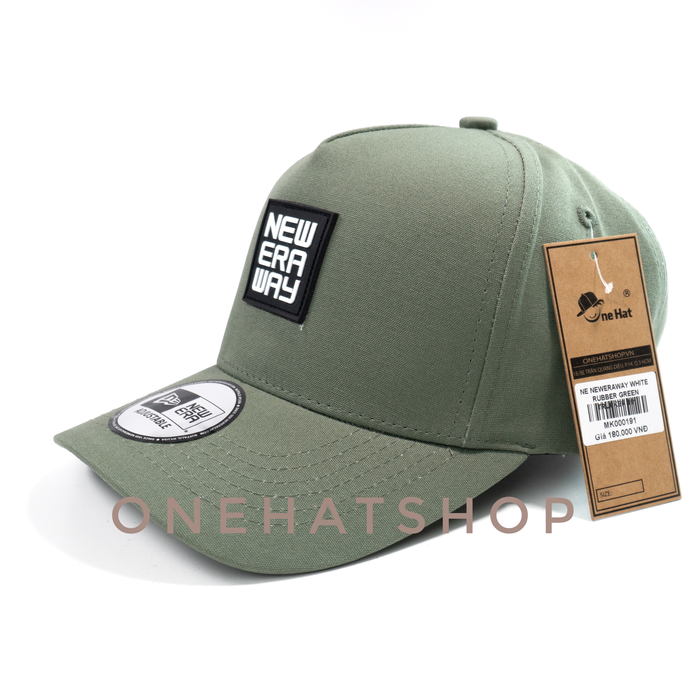 Nón logo Rubber logo Trắng-vải vàng nâu fom vuông Trucker - Fom đẹp - Onehatshop-est2013