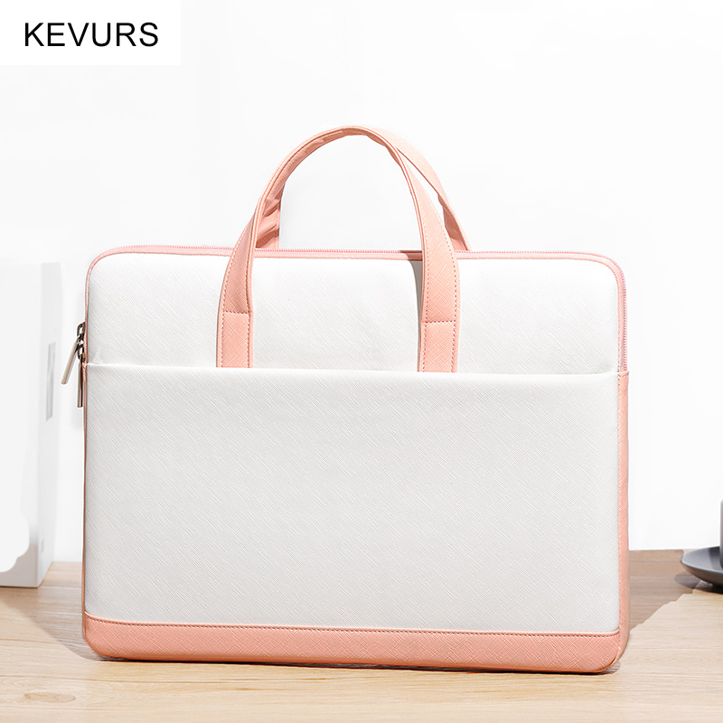 Túi Đựng Máy Tính Xách Tay Da PU Thời Trang Cho Máy Tính Xách Tay 15.6 ''14.1'' 13.3 ''Túi Xách Đa Năng Giảm Sốc Cặp Nam Màu Trắng