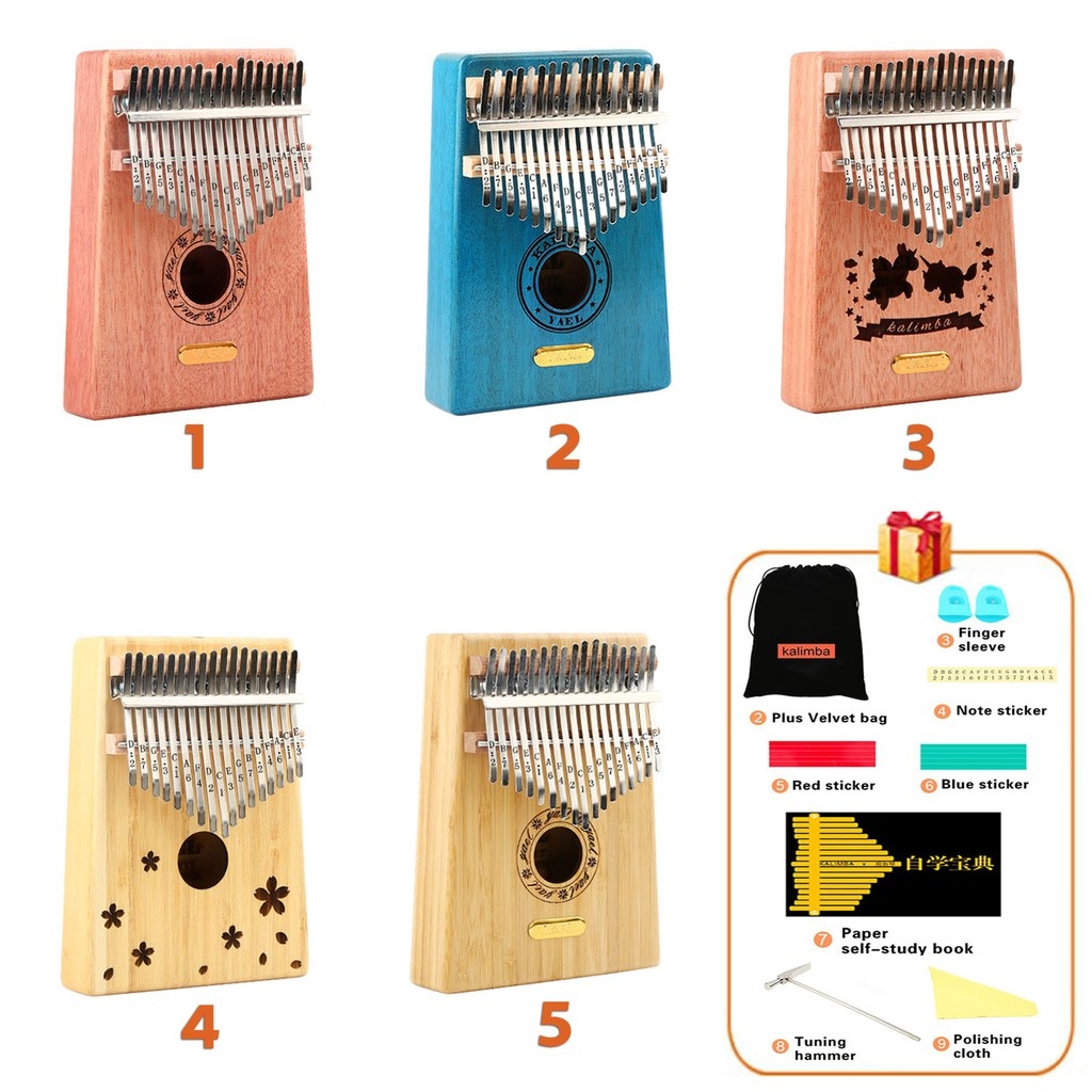 [HOT] Đàn Kalimba Yael 17 phím Mẫu Clover Xà Cừ Tặng kèm Tai nghe - Hàng Sẵn.