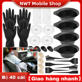 40 cái Dụng Cụ Nhuộm Tóc Cao Cấp Lược nhuộm, Bát nhuộm, Gang tay, Mũ ủ tóc Dụng Cụ Nhuộm