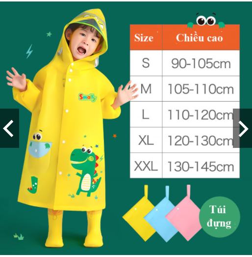 Áo mưa khủng long trẻ em