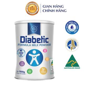 Sữa Bột Hoàng Gia Úc ROYAL AUSNZ Diabetic Formula Hỗ Trợ Hạ Đường Máu Dành Cho Người Tiểu Đường Hộp 500gr