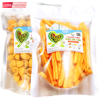 Combo 2 Túi: Bánh Vỏ Sò Đậu Hà Lan và Bánh Khoai Tây Phô Mai Que Đậu Hà Lan Túi 205GR Tâm Đức Thiện Thực Phẩm Đóng Gói Đóng Hộp Ăn Liền đồ ăn vặt Lazada bánh kẹo quà Tết