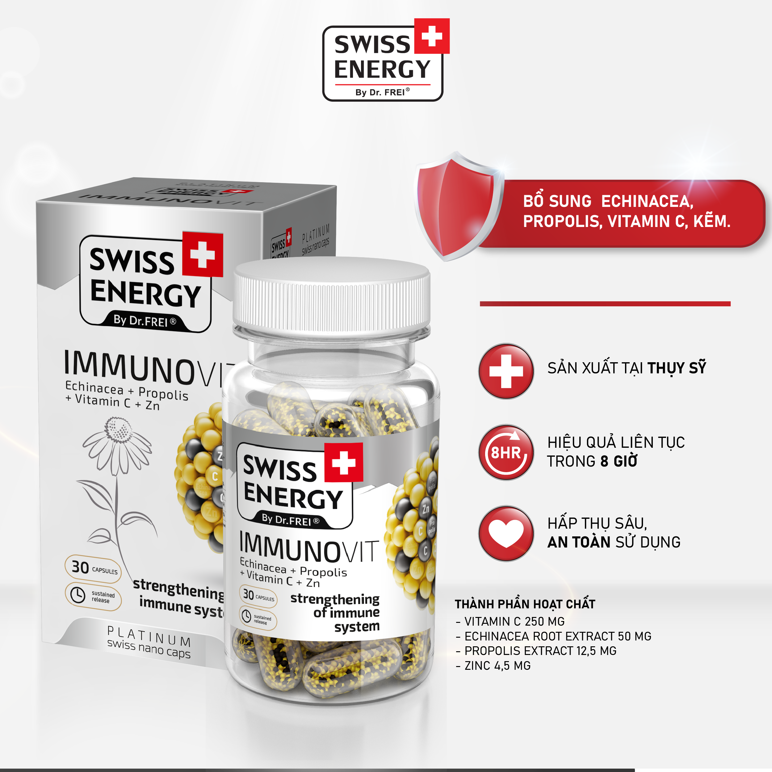 Viên Nang Tăng Cường Đề Kháng Và Miễn Dịch Swiss Energy Immunovit Hộp 30