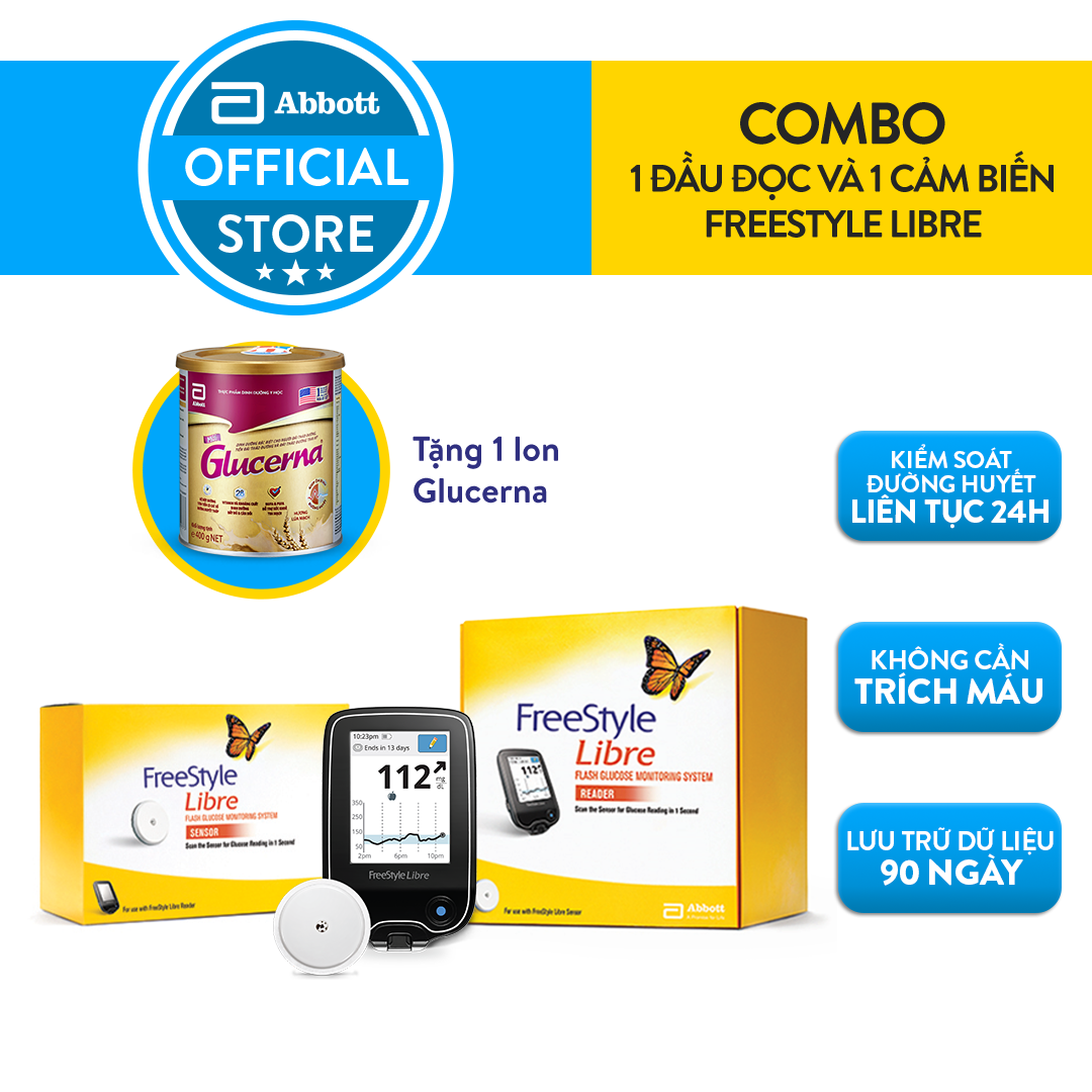 Combo Đầu đọc cầm tay và cảm biến đo đường huyết liên tục Freestyle Libre tặng lon sữa Glucerna 400g