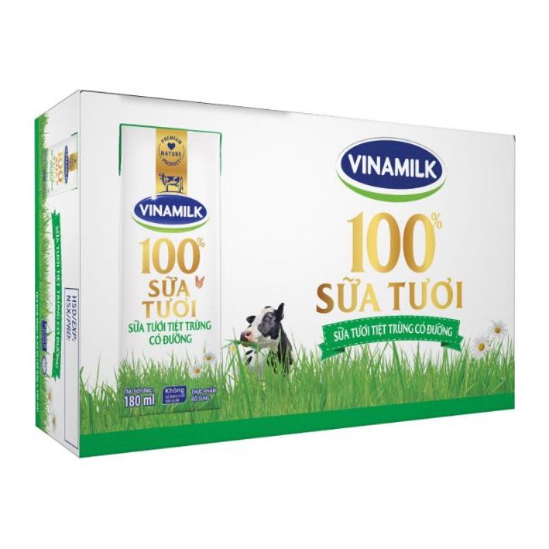 Sữa Tươi Tiệt Trùng Có Đường Vinamilk 180ml