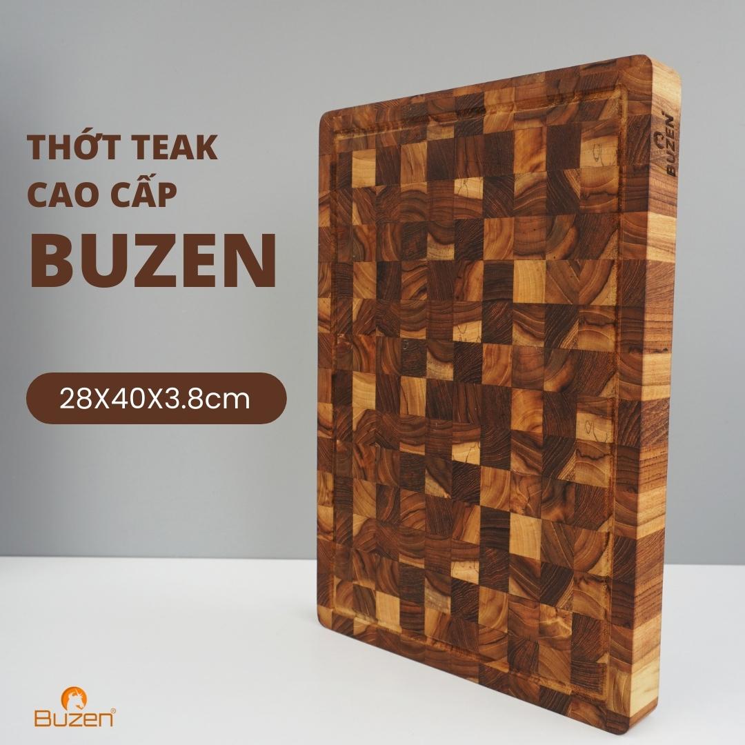 Thớt Gỗ Teak Dày BUZEN 40x28x3.8cm - Thớt Gỗ Dày Chặt Thịt Trang Trí Thức Ăn Sang Trọng Cao Cấp Chuẩn Âu Mỹ