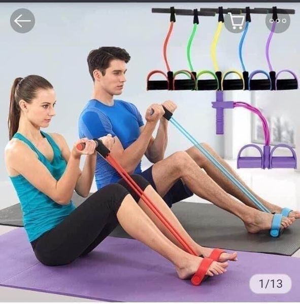 Dây tập bụng - dây kéo đàn hồi kháng lực 4 ống cao su đa năng tập bụng, thể dục, tập gym tại nhà ensure gold