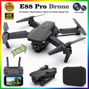สินค้า E88โดรนพร้อมกล้อง โดรน Rc Drone 4k HD Wide Angle Dual Camera WiFi fpv Drone Dual Camera Qpter Real-time transmission Helicopter Toys