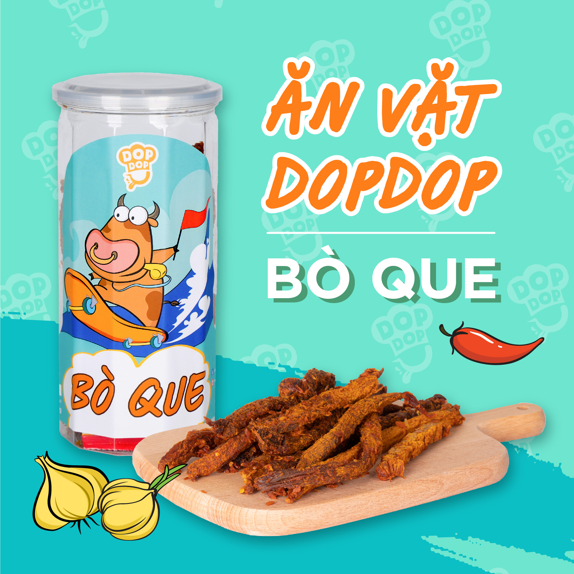Khô bò que ngon chất lượng ăn vặt dopdop 300g