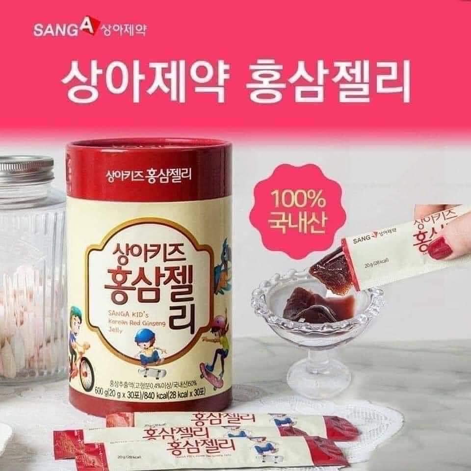 Hộp 30 gói - Thạch hồng sâm thơm ngon SANGA Hàn Quốc cho bé yêu khỏe mạnh
