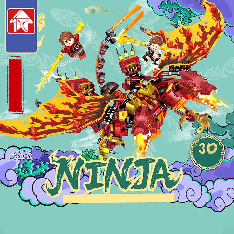 Bộ lắp ráp ninja rồng lửa hai đầu 68301 đồ chơi lắp ráp