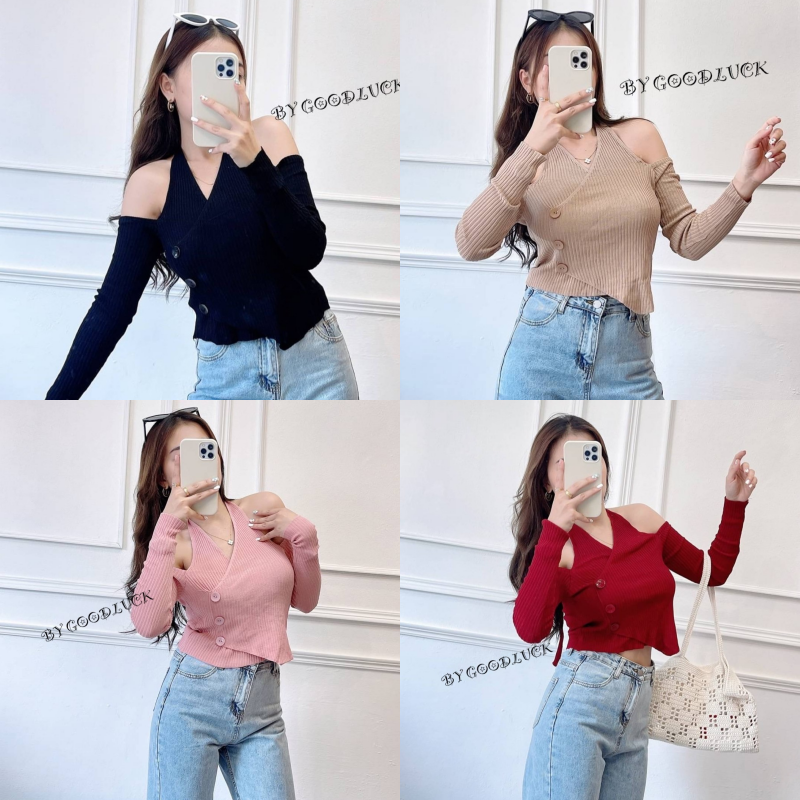 🌈 SpinnyHouse 🌈เสื้อไหมพรม คอวี แขนยาว เว้าแขน คิ้วท์ๆ แบ๊วเว่ออ 🐭 👉 รุ่น บิ๊กซี ราคา 167 บาท*ส่งฟรี