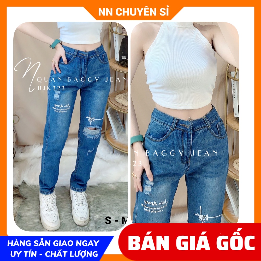 Quần baggy jean ống đứng rách in hình BJK323 🛑 Quần baggy jean in 🛑 Quần jean nữ 🛑 Quần jean nữ rách 🥑 Baggy jean nữ 🥑 quần baggy jean rách 🥑 quần bò rách🥑