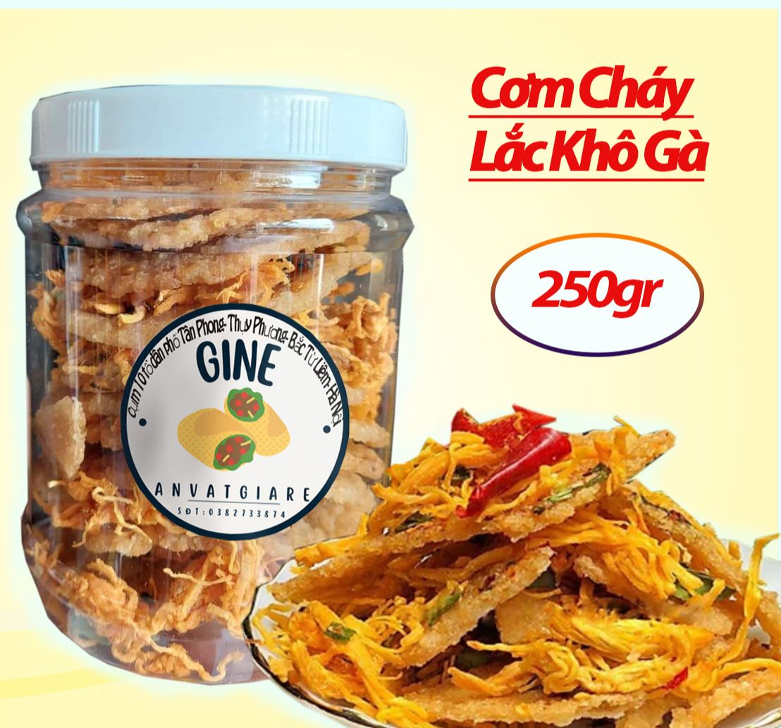 Cơm Cháy Lắc Khô Gà thơm ngon hấp dẫn- đồ ăn vặt online giá rẻ hũ 250gr