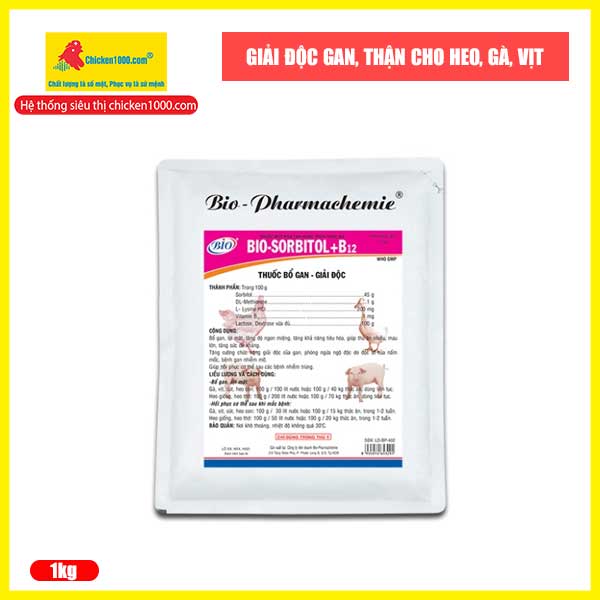 Thuốc thú y sorbitol + b12 bio giải độc gan, thận gói 1kg