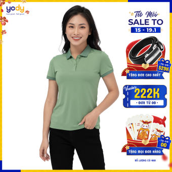 Áo polo nữ Coolmax bo dệt nổi YODY, áo phông nữ chất liệu mềm mại thoáng mát APN5320