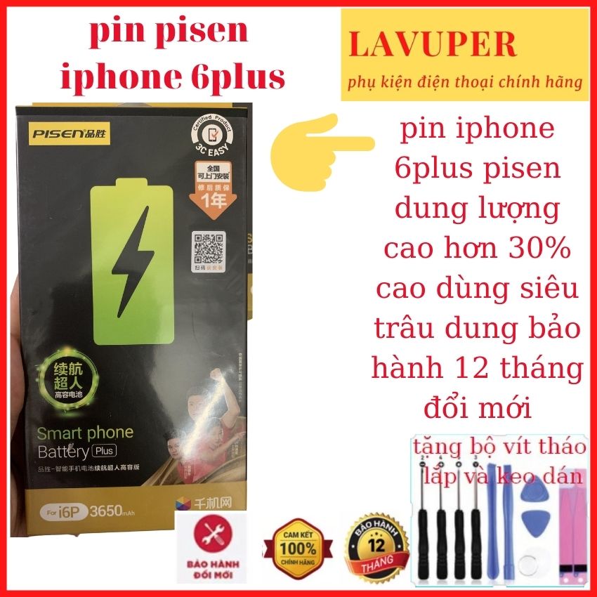 pin pisen iphones 6plus dung lượng chuẩn cao siêu cao 3650mah