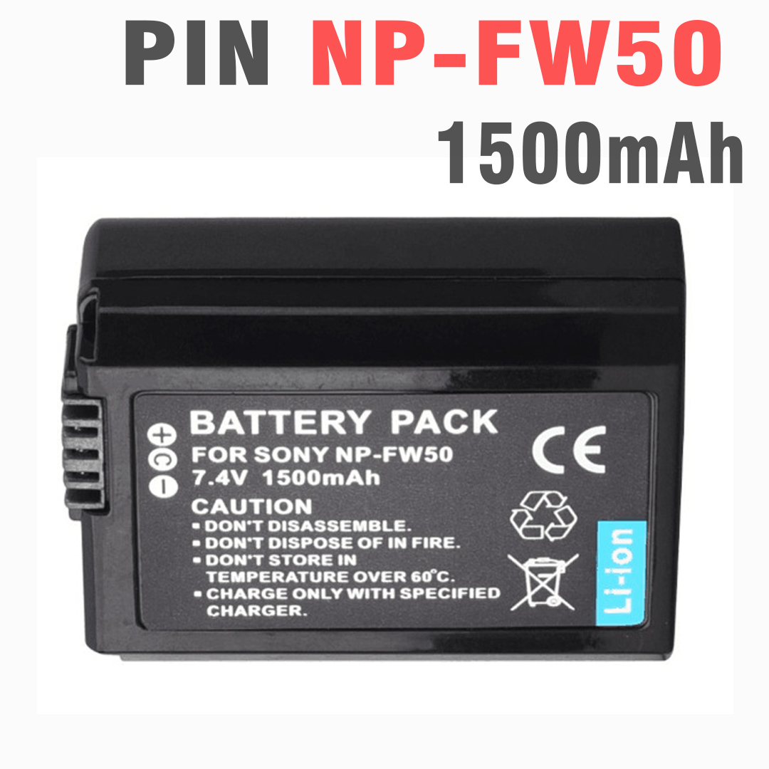 Pin NP-FW50 1500mah cho máy ảnh Sony A6000, A6300, A6500, A7, A7 II, A7R, A7S