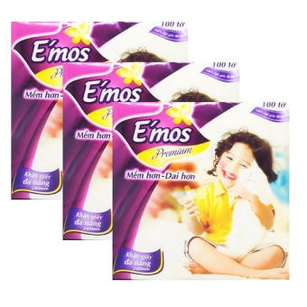 Combo 6 Khăn giấy vuông EMOS (330mmx330mm) 100 tờ, Giấy siêu dai, Giá siêu tiết kiệm