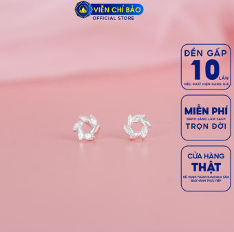 Bông tai nguyệt quế nhỏ chất liệu bạc 925 thời trang phụ kiện trang sức nữ Viễn Chí Bảo E0108