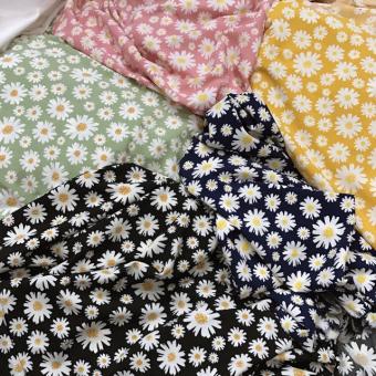 vải hoa cúc lụa hàng châu may áo dài mềm mát ko nhăn