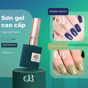 Sơn gel AS chai vuông màu xanh ô liu sơn gel màu xanh navy 15ml (cần hơ đèn)