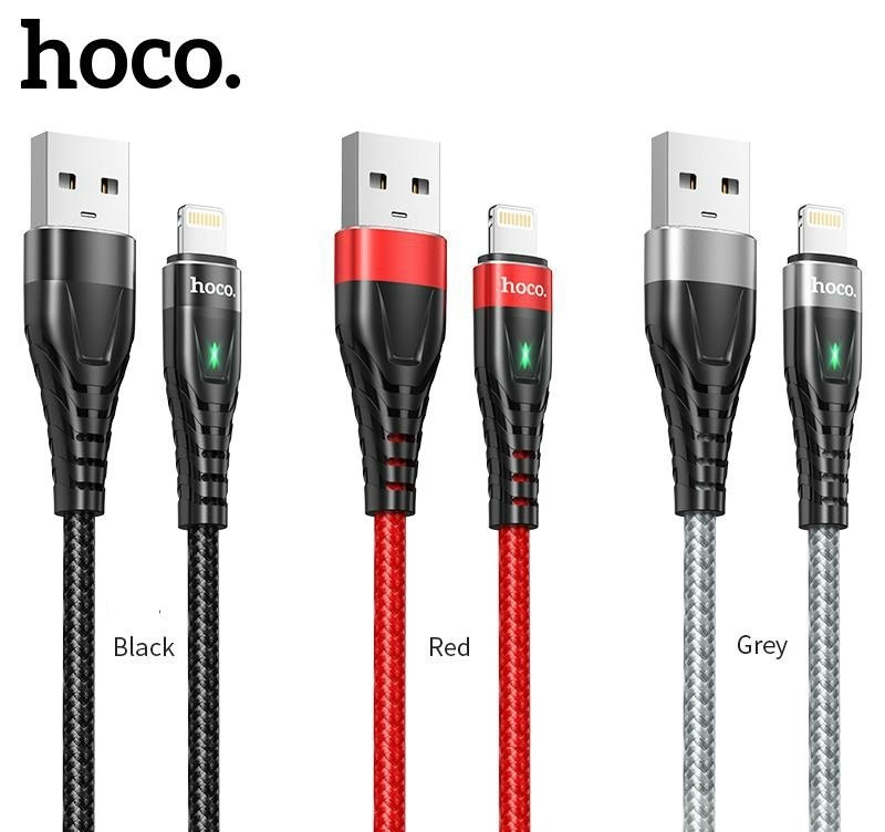 Cáp sạc nhanh hoco me3 3a cổng lightning cho iphone có đèn led