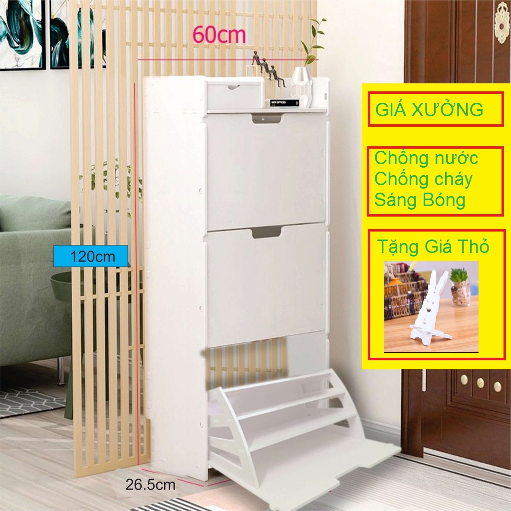 Tủ giày, tủ giày thông minh 3 tầng 3 lớp cánh trơn + Sọc sáng bóng, chống nước...tô thêm vẻ đẹp căn phòng bạn
