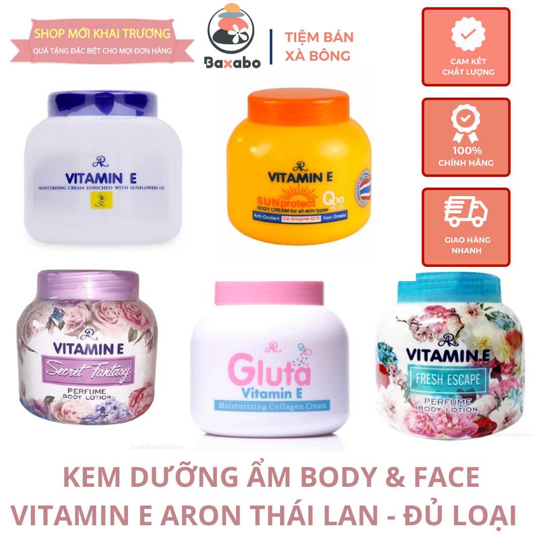 01 kem dưỡng vitamin e aron thái lan chính hãng 200gr - kem dưỡng ẩm trắng da vitamin e thái lan