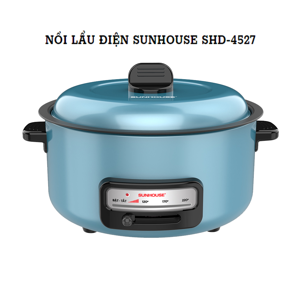 Nồi lẩu điện sunhouse shd 4527 - dung tích 3,5 lít - công suất lớn 1300w - lòng nồi chống dính - nắp đậy an toàn - dễ dàng tháo rời vệ sinh